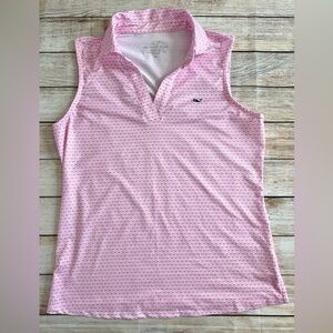 Vineyard Vines Women’s Sleeveless Performance Polo | Pink Whale Print | XS
